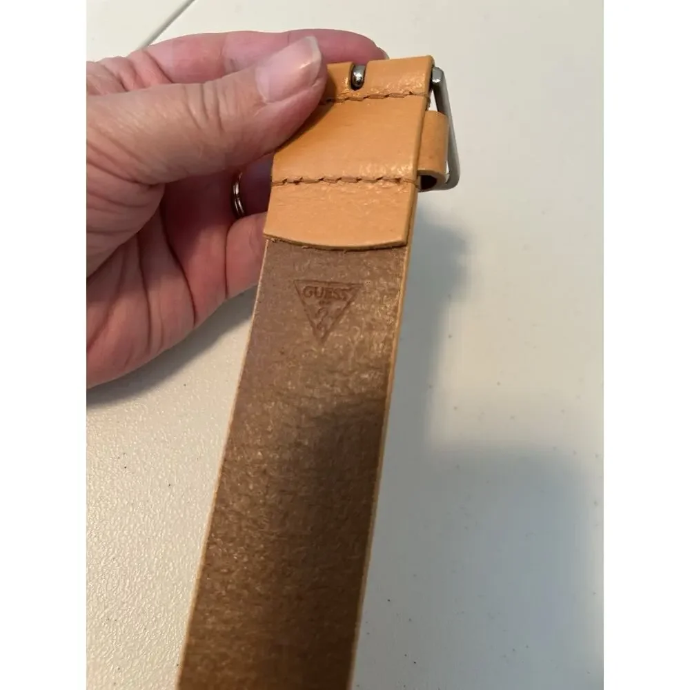 Guess (3540016) Beige/Orange Italian Full Grain Leather Belt Size M